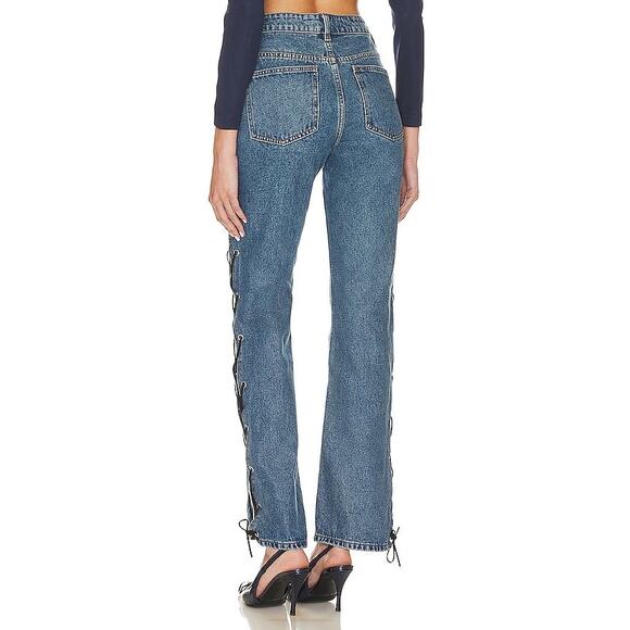 superdown revolve jayda lace up jean mid blue wash - Picture 2 of 11